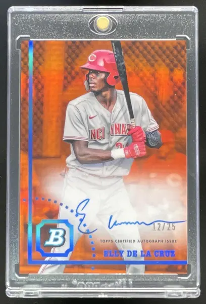 2022 Bowman Heritage Chrome Prospect Orange  #CPA-ED Elly De La Cruz Auto /25
