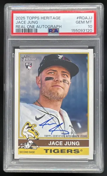 2025 Topps Heritage Real One Autographs #ROA-JJ Jace Jung RC Auto PSA 10