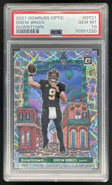 2021 Panini Donruss Optic Downtown! SSP #DT-21 Drew Brees PSA 10