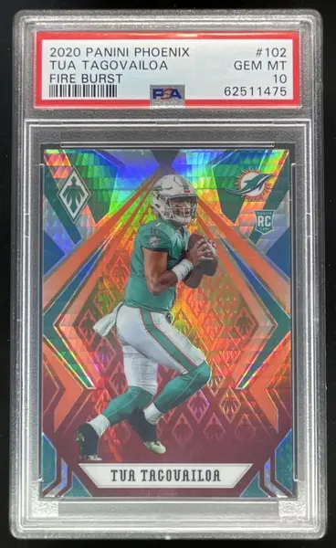 2020 Panini Phoenix Fire Burst #102 Tua Tagovailoa RC PSA 10