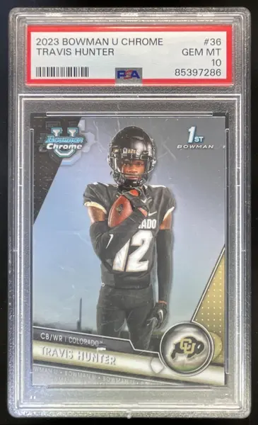 2023 Bowman University Chrome #36 Travis Hunter PSA 10