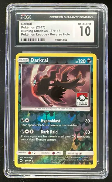 2017 Pokemon Sun & Moon Burning Shadows Reverse Holo #87/147 Darkrai CGC 10