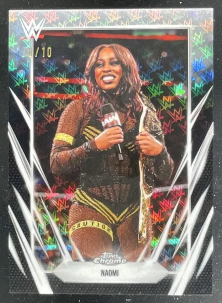 2026 Topps Chrome WWE Logofractor Black Refractor #156 Naomi /10