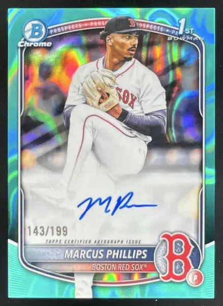 2025 Bowman Draft Chrome Prospect Aqua Lava #CPA-MP Marcus Phillips RC Auto /199