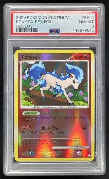 2009 Pokemon Platinum Arceus #SH11 Ponyta Holo Reverse Foil PSA 8