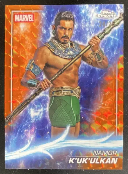 2025 Topps Chrome Marvel Studios Geometric Orange Refractor #141 K'uk'ulkan /25