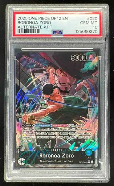 2025 One Piece OP12 EN #020 Roronoa Zoro Alternate Art PSA 10 on
