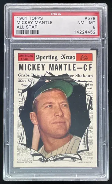 1961 Topps #578 Mickey Mantle PSA 8