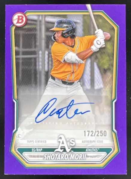 2026 Bowman Prospect Retail Purple Border #BPA-SM Shotaro Morii Auto /250