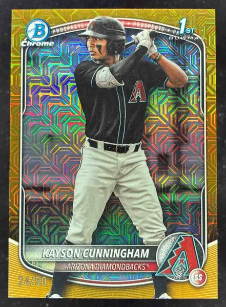2025 Bowman Draft Chrome Gold Mojo Refractor #BDC-84 Kayson Cunningham RC /50