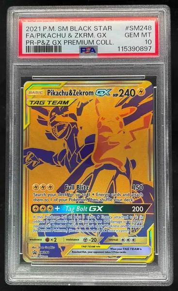 2021 Pokemon SM Black Star Promos #SM248 Pikachu & Zekrom Tag Team PSA 10