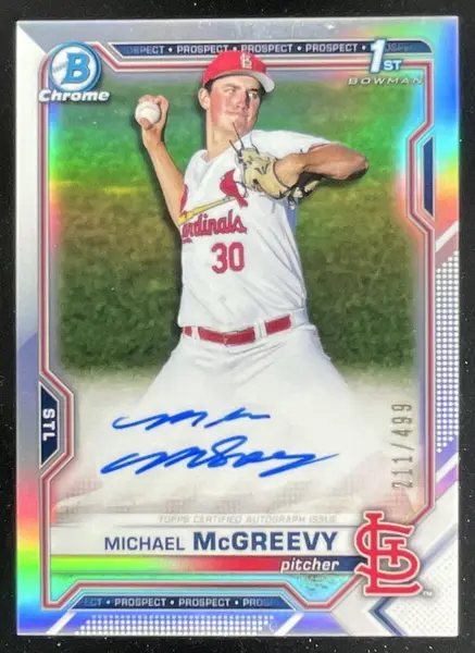 2021 Bowman Draft Chrome Pick #CDA-MMCG Michael McGreevy Auto /499