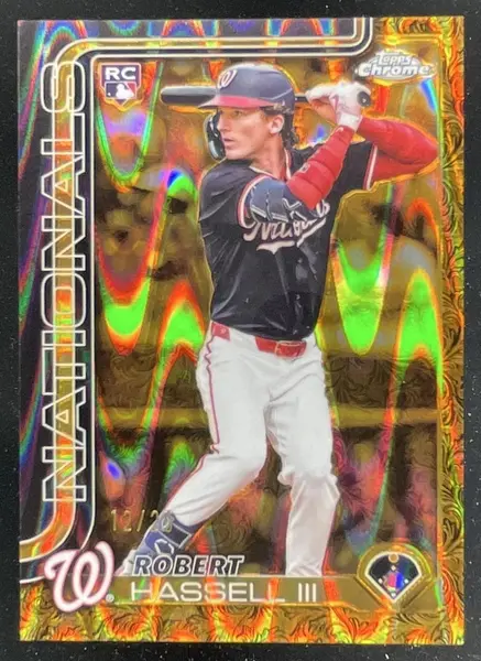 2025 Topps Gilded Collection Chrome Gold RayWave #148 Robert Hassell III RC /25