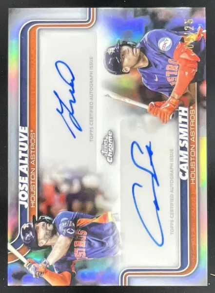 2025 Topps Chrome Update Dual Autographs #DA-AS Cam Smith Jose Altuve Auto /25