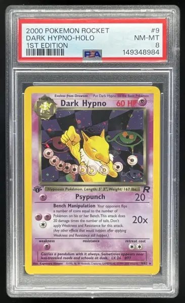 2000 Pokemon Team Rocket First Edition #9/82 Dark Hypno Holo PSA 8