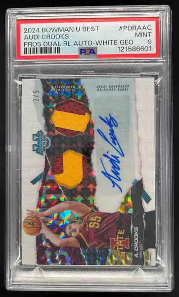2024 Bowman's Best University Relic Auto White Geometric Audi Crooks /5 PSA 9