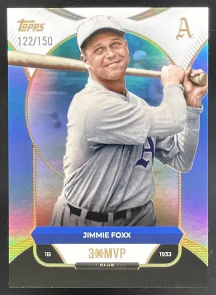 2025 Topps Welcome to the Club: 3-X MVP Blue Foil #35 Jimmie Foxx 1933/150