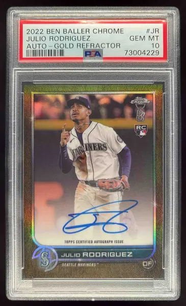 2022 Topps Chrome Ben Baller Gold #BBA-JR Julio Rodriguez RC Auto