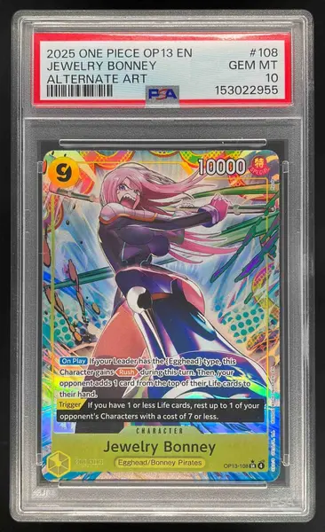 2025 One Piece OP13 EN #108 Jewelry BOnney Alternate Art PSA 10