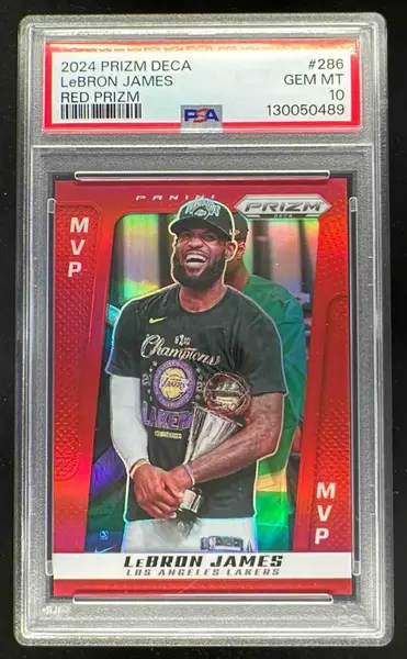 2024-25 Panini Prizm Deca Red Prizms #286 LeBron James /199 PSA 10