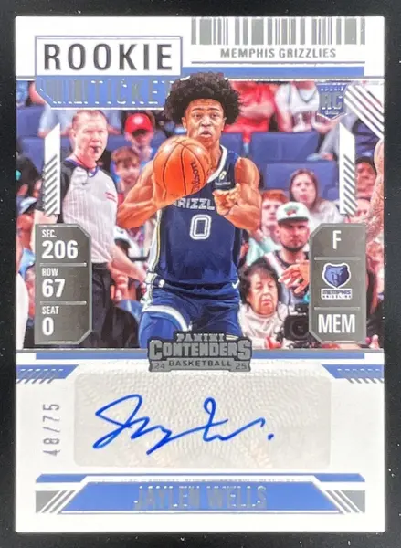 2024-25 Panini Silhouette Rookie Season Ticket #RST-WEL Jaylen Wells Auto /75