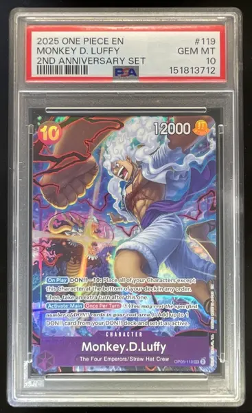 2025 One Piece EN 2nd Anniversary Set #119 Monkey D Luffy PSA 10