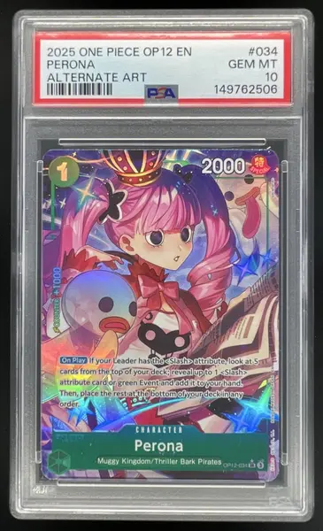 2025 One Piece OP12 EN #034 Perona Alternate Art PSA 10