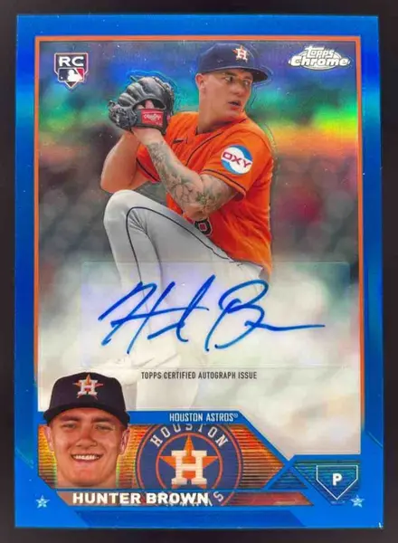 2023 Topps Chrome Update Autographs Blue Refractor #HB Hunter Brown RC Auto /150