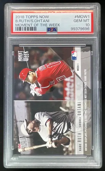 2018 Topps Now Moment of the Week #MOW-1 Babe Ruth Shohei Ohtani RC PSA 10
