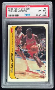 1986-87 Fleer Stickers #8 Michael Jordan RC PSA 8 on Fanatics Collect