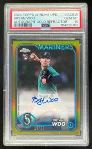 ASTRO　ウヌ　握手券 2024 Topps Chrome Gold Refractor #AC-BW Bryan Woo Autograph RC
