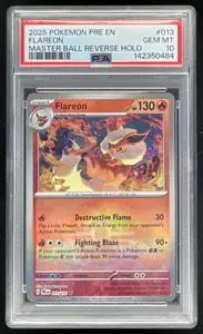 2025 Pokemon Prismatic Evolutions Reverse Holo Poke Ball #013/131 Flareon PSA 10