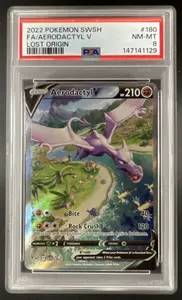 2022 Pokemon Sword & Shield Lost Origin #180/196 Aerodactyl V PSA 8
