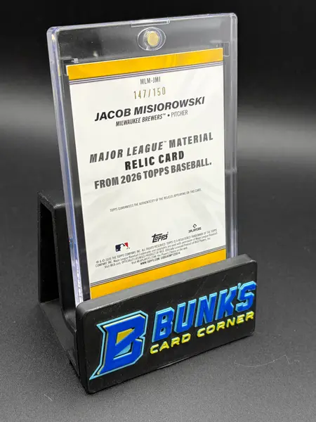2026 Jacob Misiorowski Relic Material Topps 147/150 RC
