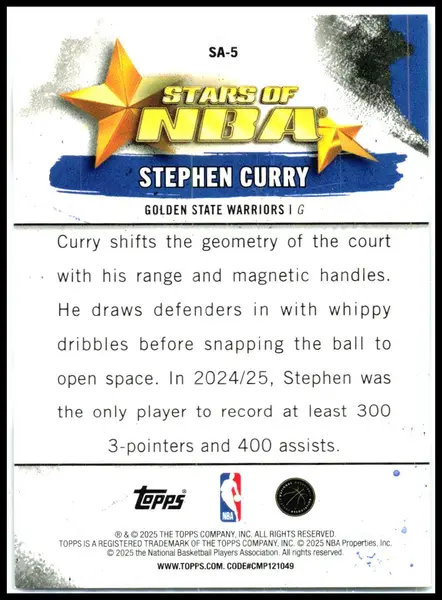 2025-26 Topps #SA-5 Stephen Curry Golden State Warriors
