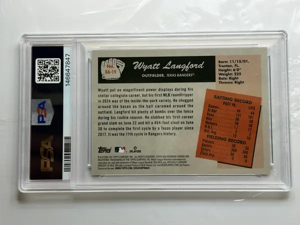 2024 Bowman's Best 1955 Bowman Anime #BA-19 Wyatt Langford Rangers