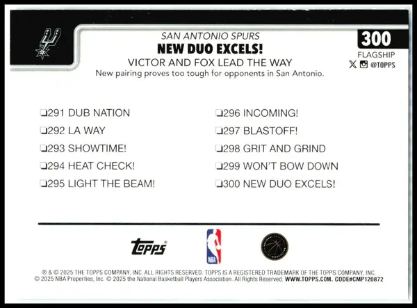 2025-26 Topps Season Tip Off #300 Victor Wembanyama San Antonio Spurs