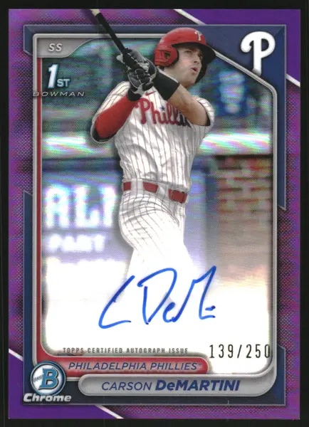 2024 Bowman Chrome Draft Autographs Purple Refractors #CPACD Carson DeMartini Auto /250