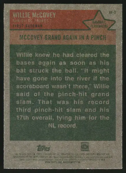 2024 Topps Heritage Baseball Flashbacks #BF3 Willie McCovey