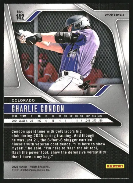 2025 Panini Prizm Prizms Silver #142 Charlie Condon