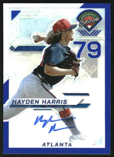 2025 Panini Prospect Edition Holo Prospect Ticket Signatures Prizms Blue #48 Hayden Harris Auto /149