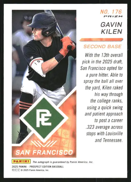 2025 Panini Prospect Edition Holo Prospect Ticket Signatures Prizms #176 Gavin Kilen Auto