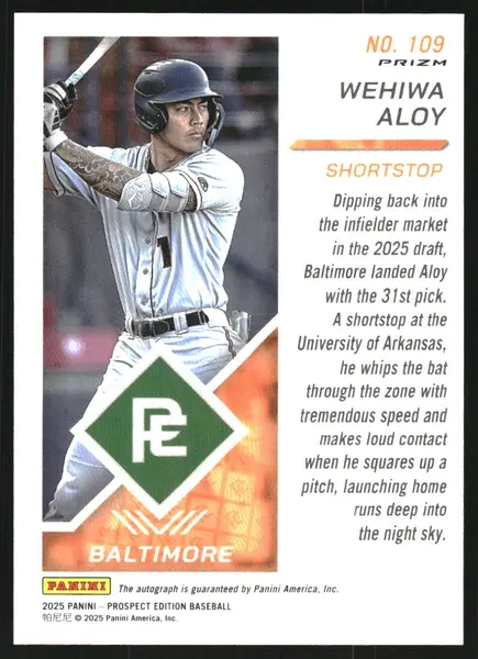 2025 Panini Prospect Edition Holo Prospect Ticket Signatures Prizms #109 Wehiwa Aloy Auto