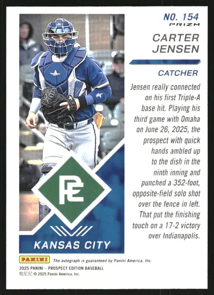 2025 Panini Prospect Edition Holo Prospect Ticket Signatures Prizms #154 Carter Jensen Auto