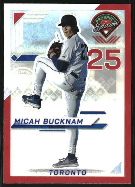 2025 Panini Prospect Edition Holo Prizms Red #142 Micah Bucknam /199