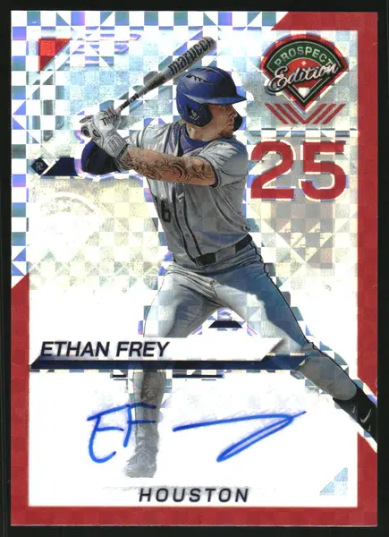 2025 Panini Prospect Edition Holo Prospect Ticket Signatures Prizms Red Power #188 Ethan Frey Auto /99