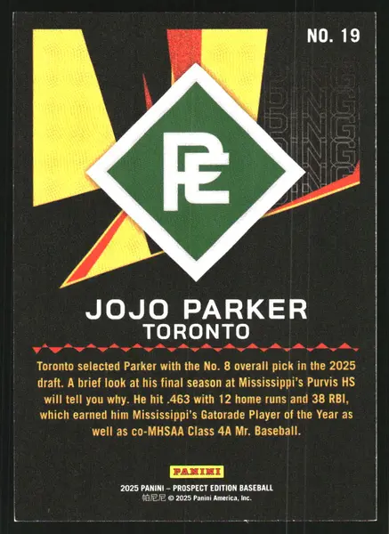 2025 Panini Prospect Edition Ping Red #19 JoJo Parker /199
