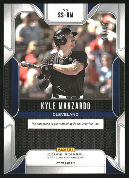 2025 Panini Prizm Sensational Signatures Prizms Blue #28 Kyle Manzardo Auto /49