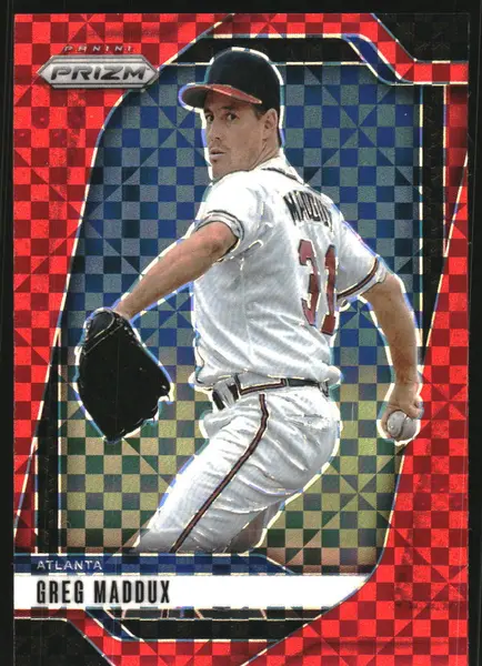 2025 Panini Prizm Prizms Red Power #67 Greg Maddux /99