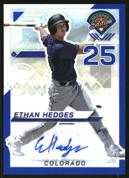 2025 Panini Prospect Edition Holo Prospect Ticket Signatures Prizms Blue #183 Ethan Hedges Auto /149